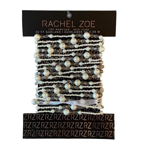 Rachel Zoe Garland Faux Pearl Iridescent Beads 20ft Christmas Tree Wreath Mantel - Picture 1 of 9
